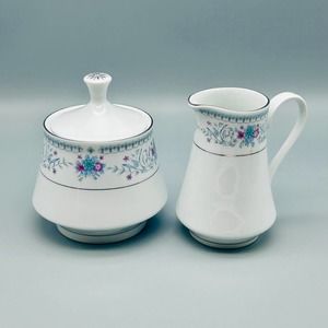 Crown Ming Harmony Creamer And Sugar Bowl With Lid
